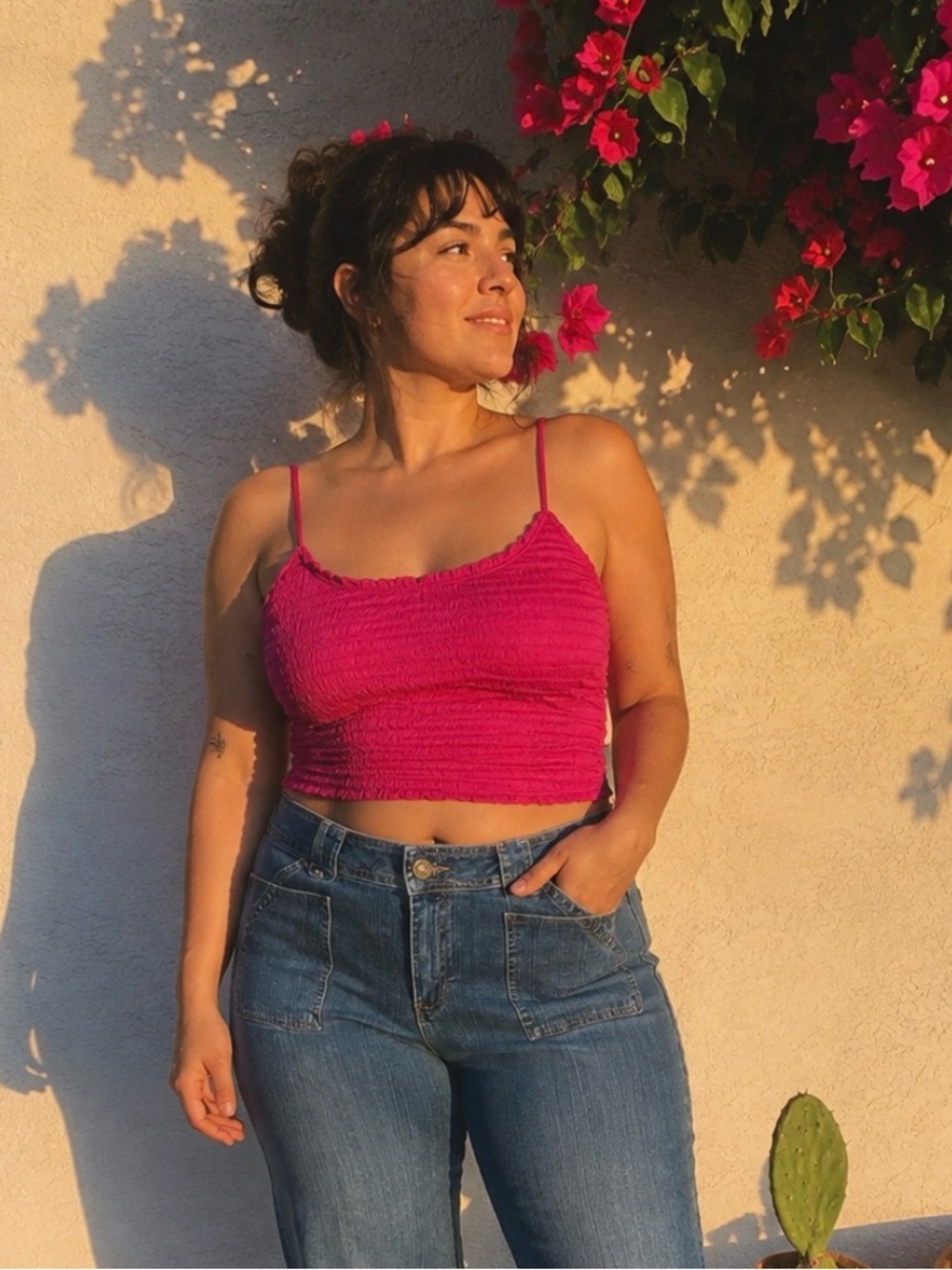 Free People Pink Ribbed Sleeveless Camisole